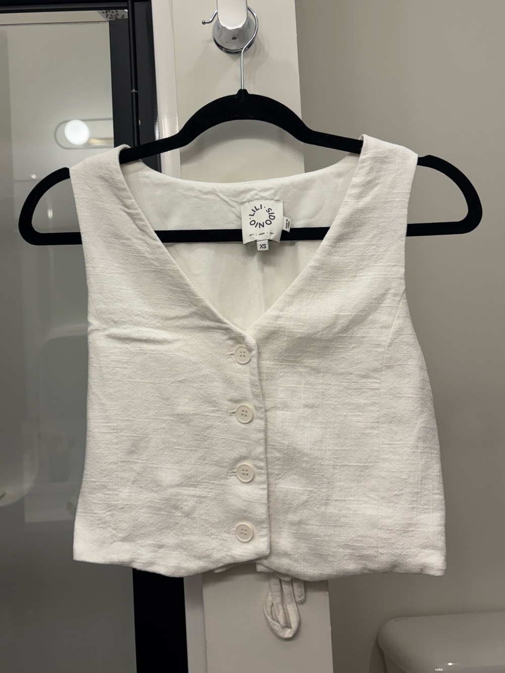 White Linen Button-Up Top